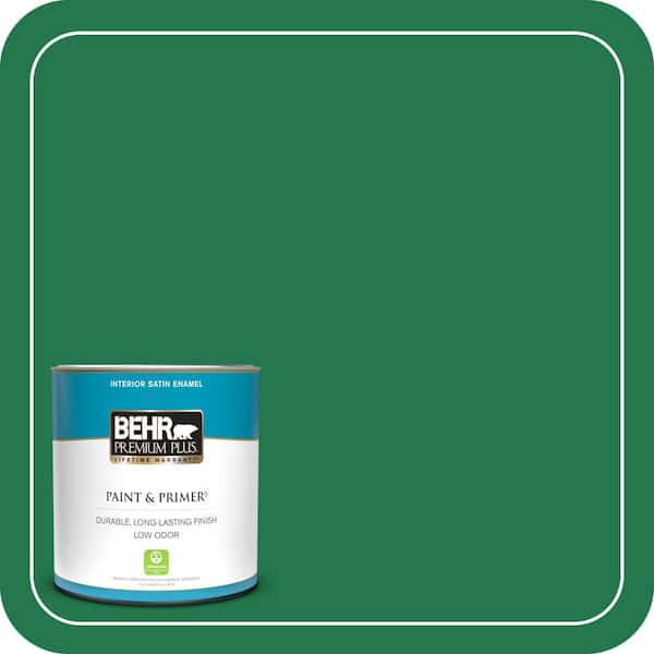 BEHR PREMIUM PLUS 1 qt. #460B-7 Pine Grove Satin Enamel Low Odor Interior Paint & Primer