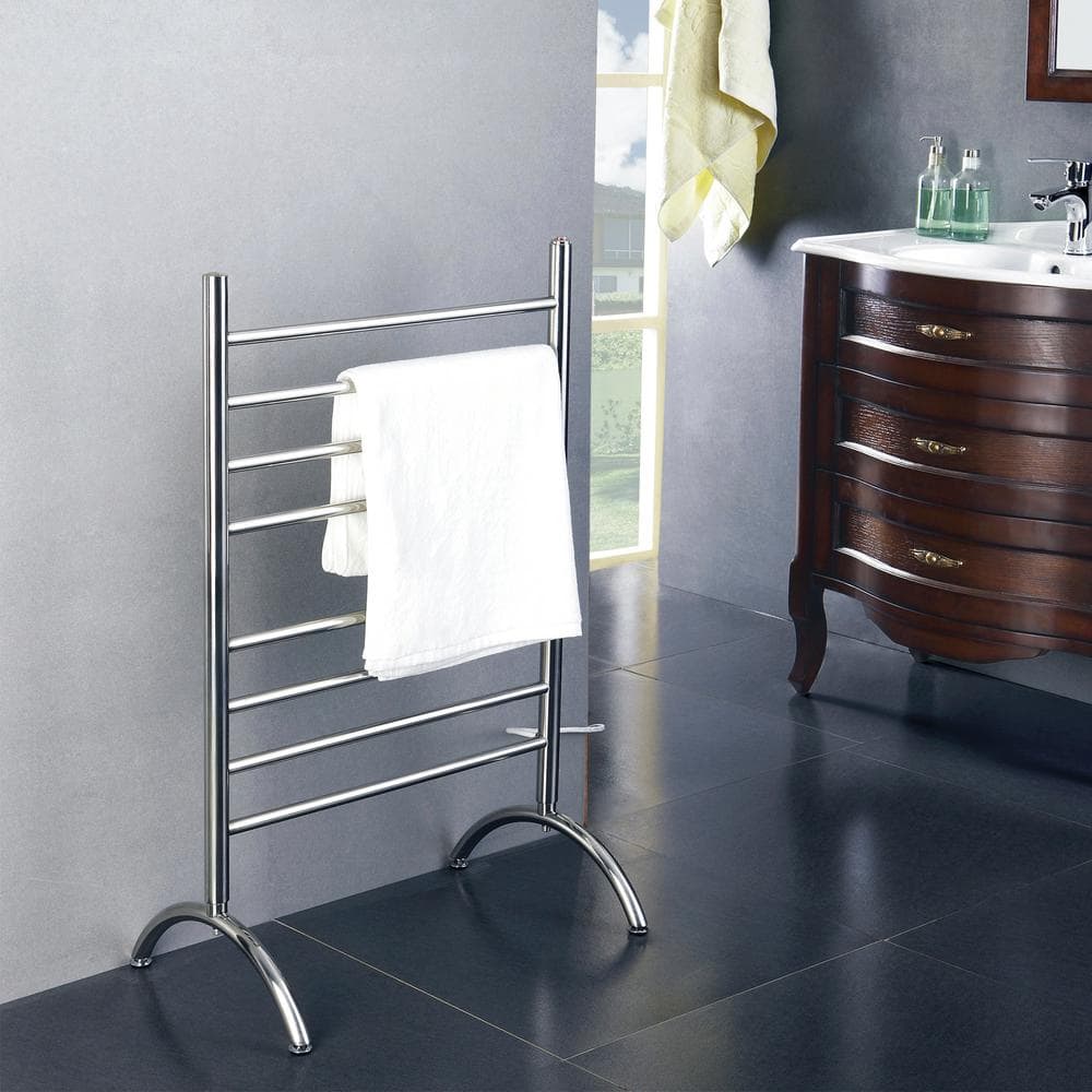 Barcelona Brushed Stainless Steel Freestanding Towel Warmer with 8 Bars