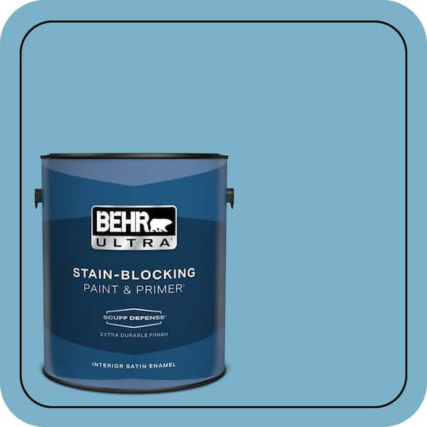 BEHR ULTRA 1 gal. #M490-4 Frisky Blue Extra Durable Satin Enamel Interior Paint & Primer