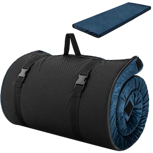 Navy Roll Up Memory Foam Sleeping Pad Portable Travel Car Camping Mattress with Carry Bag and Removable Cover