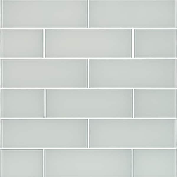MSI Snowcap White 4 in. x 12 in. Glass Subway Wall Tile (5 sq. ft./Case)