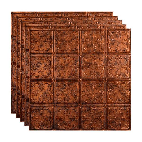 Fasade Traditional #10 2 ft. x 2 ft. Moonstone Copper Lay-In Vinyl Ceiling Tile (20 sq. ft.)