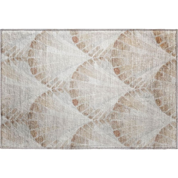 Mayfield Premium Machine Washable Abstract AMF2401 Beige 2 ft. x 3 ft. Accent Rug