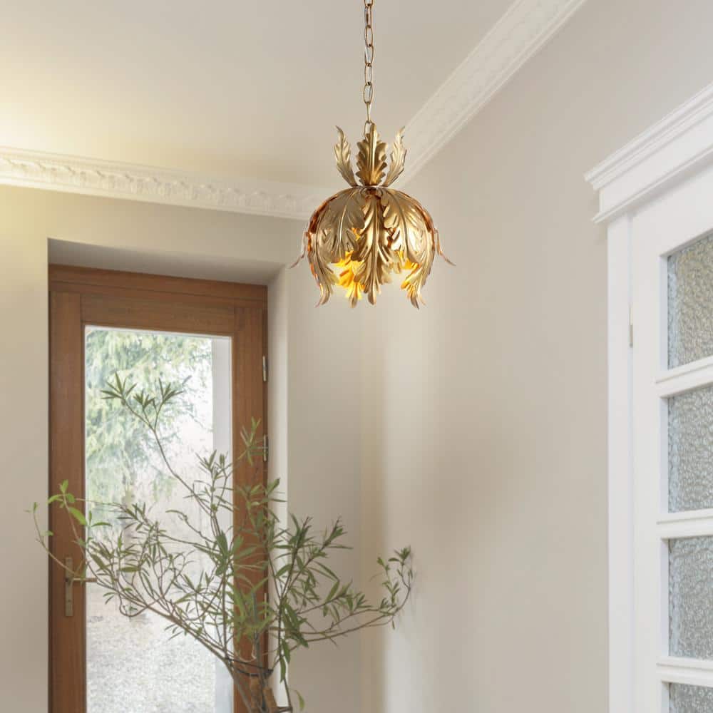 Elegant 12" Gold Adjustable LED Pendant - Contemporary Geometric Design