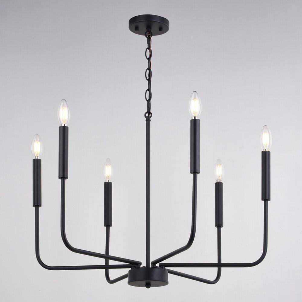 Belden 26" Black Metal 6-Light Candelabra Chandelier