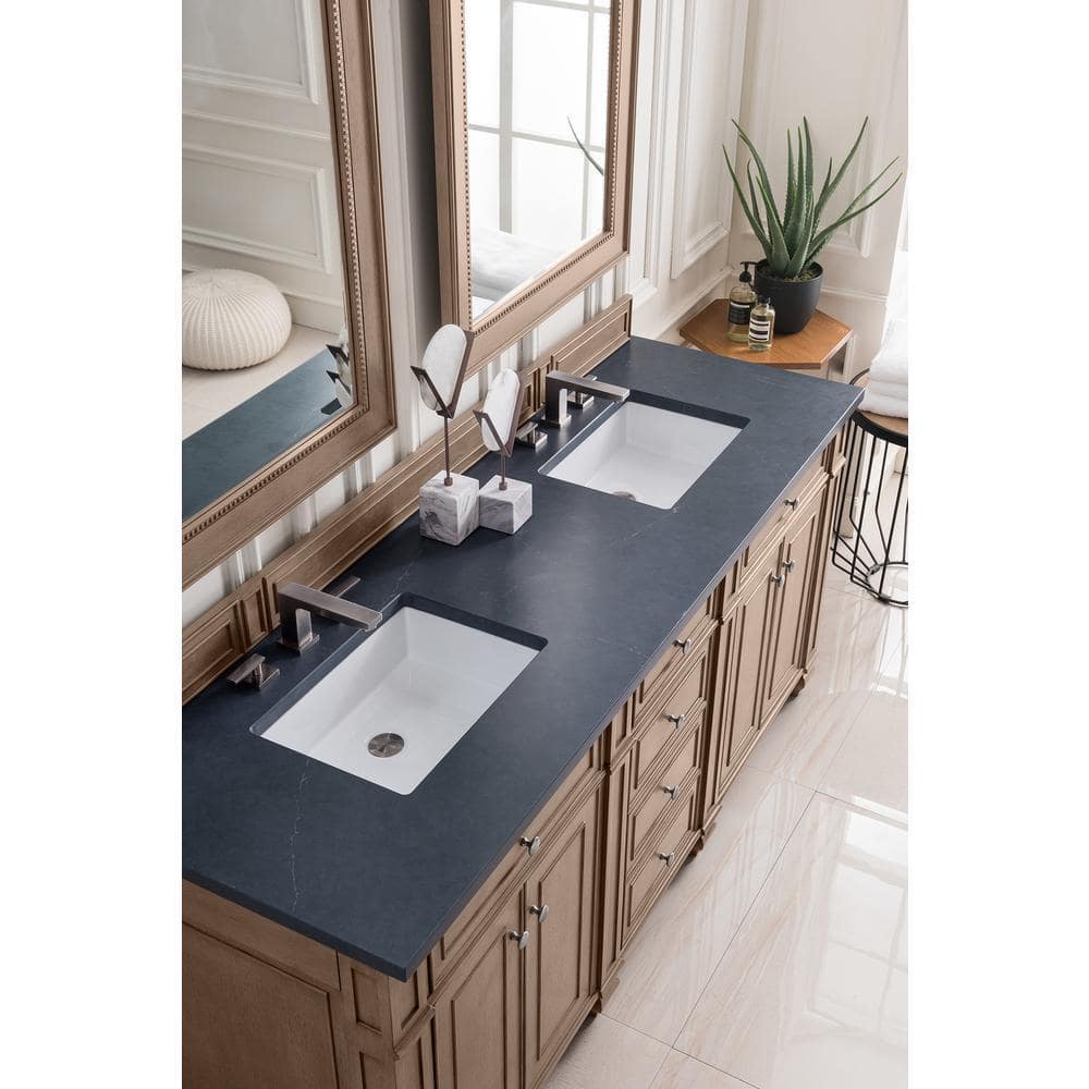 Bristol 72 in. W x 23.5 in.D x 34 in.H Double Bath Vanity in Whitewashed Walnut with Quartz Top in Charcoal Soapstone price history on PriceWatchPro