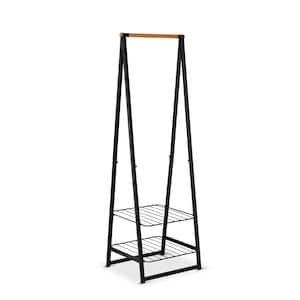 Black Steel Garment Clothes Rack 23.9 in. W x 74.8 in. H