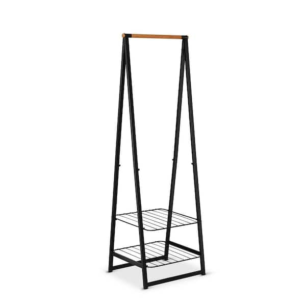 Black Steel Garment Clothes Rack 23.9 in. W x 74.8 in. H
