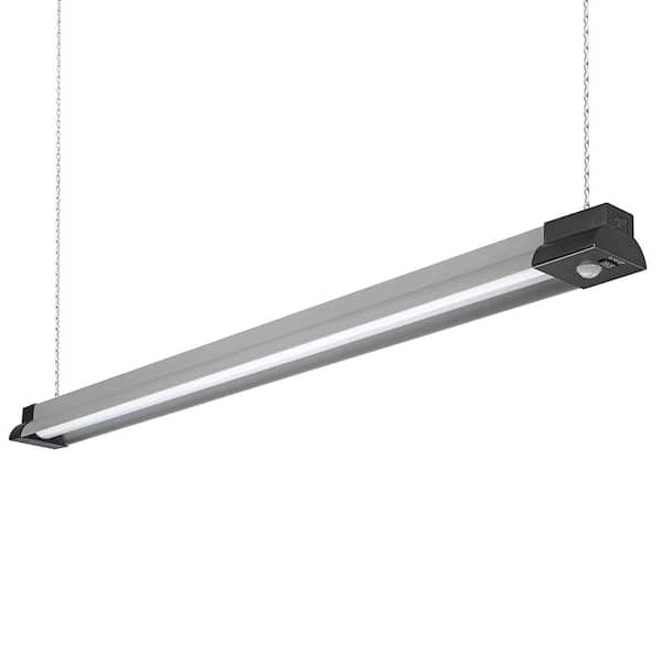 3.3 ft. 40-Watt Plug-in Motion Sensor Linkable Integrated LED Gray Shop Light 3000LM Bright White 4000K Garage Light