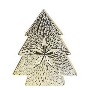 8 in. Gold Ceramic Textured Tree with Star Table Top Christmas Decoration