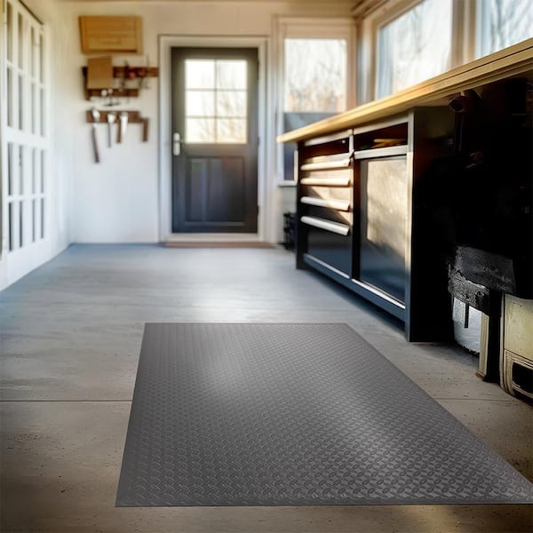 Footlover Diamond Gray 36 in. x 48 in. Vinyl Indoor/Outdoor Anti Fatigue Mat