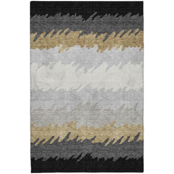 Dream Shag Premium Machine Washable Abstract ADS736 Black 10 ft. x 14 ft. Area Rug