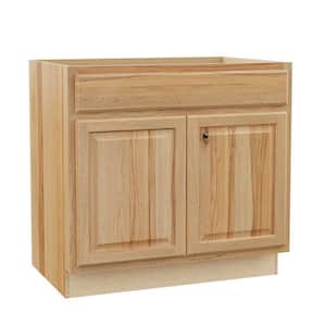 Hampton 36 in. W x 24 in. D x 34.5 in. H Assembled Sink Base Kitchen Cabinet in Natural Hickory