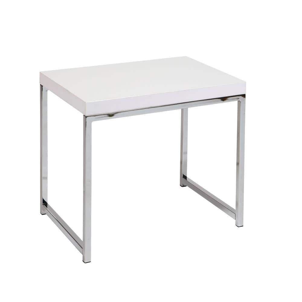 OSP Home Furnishings Wall Street White Melamine and Chrome End Table  WST09-WH - The Home Depot