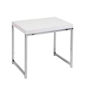 Wall Street White Melamine and Chrome End Table