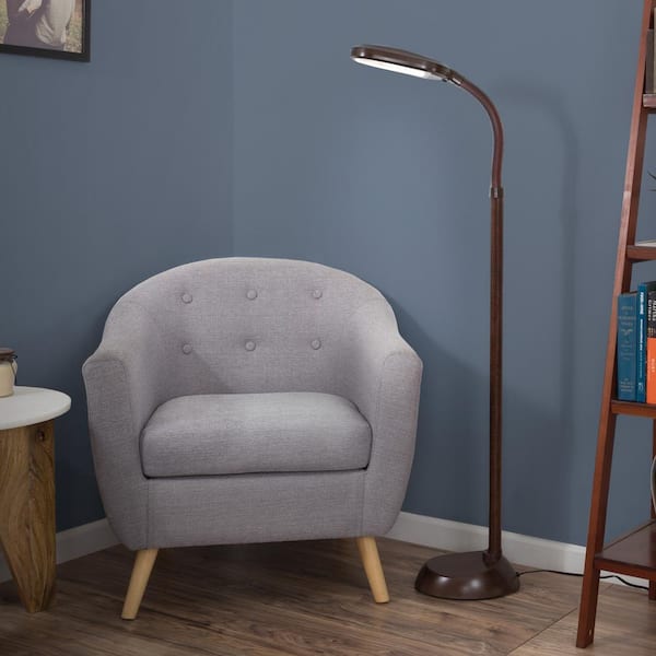 Lavish Home 60 in. Dark Wood Grain Indoor Sunlight Floor Lamp