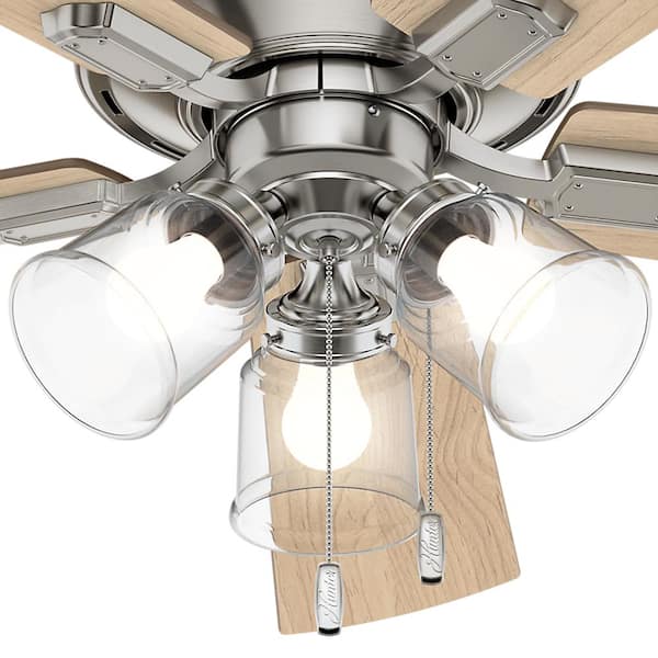 Hunter - Crestfield 52 in. LED Indoor Brushed Nickel Ceiling Fan with 3-Light Kit