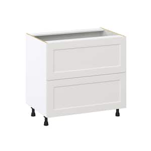 36 in. W x 24 in. D x 34.5 in. H Littleton Painted in Gray Shaker Assembled Base Kitchen Cabinet with 2 Drawers