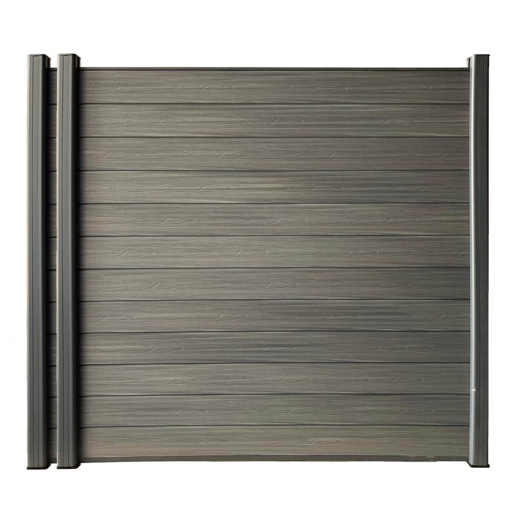 Complete Kit 6 ft. x 6 ft. Wood Grain Castle Gray WPC Composite Fence Panel w/Bottom Squared Holders Post Kits (2 set) price history on PriceWatchPro