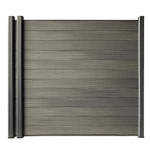 Complete Kit 6 ft. x 6 ft. Wood Grain Castle Gray WPC Composite Fence Panel w/Bottom Squared Holders Post Kits (2 set)