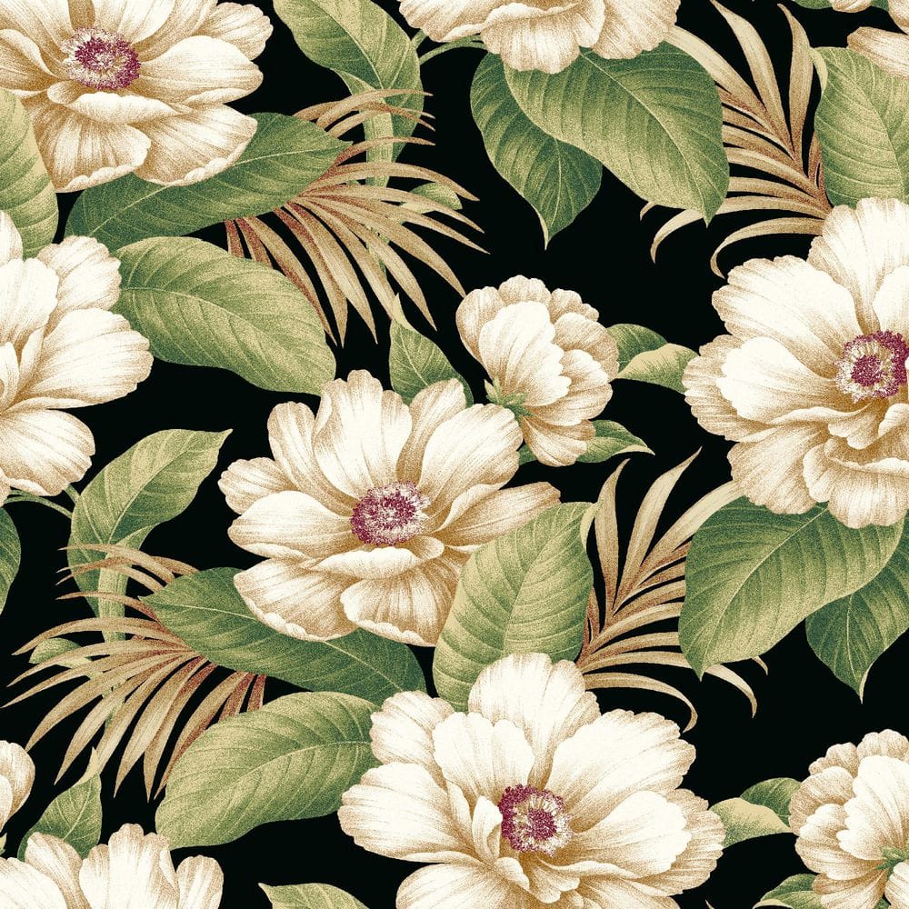 Black Floral Polyester Outdoor Deep Seat Cushion