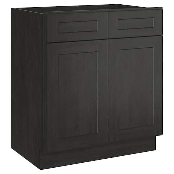 HOMEIBRO 30 in. W x 21 in. D x 34.5 in. H Shaker Charcoal Plywood Ready to Assemble Vanity Base Kitchen Cabinet without Top