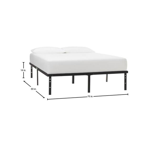 Black Metal King Bed Frame With Steel Slats 76 In W X 14 In H Thd Hdslbf K The Home Depot