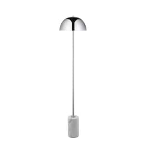 65 in. Silver Metallic 1 1-Way (On/Off) Standard Floor Lamp for Living Room with Metal Dome Shade