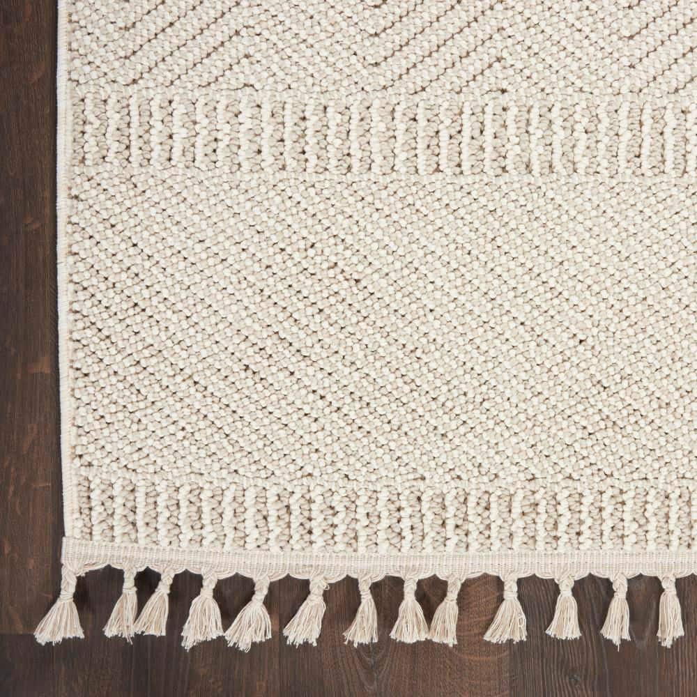 Ivory Geometric Braided 9' x 12' Synthetic Area Rug