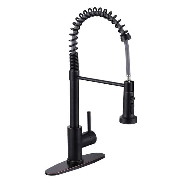 AVITAS Single Handle Pull-Down Sprayer Kitchen Faucet with 3 Spray Mode Stainless Steel in Oil Rubbed Bronze