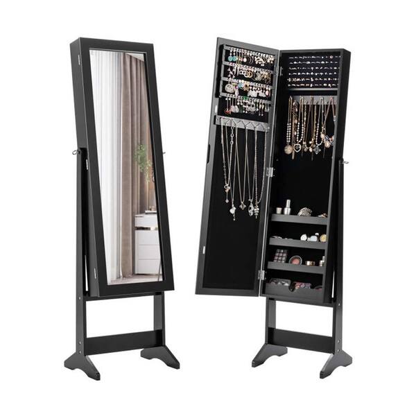 Black Mirrored Standing Jewelry Storage Box 2755AKEY The Home
