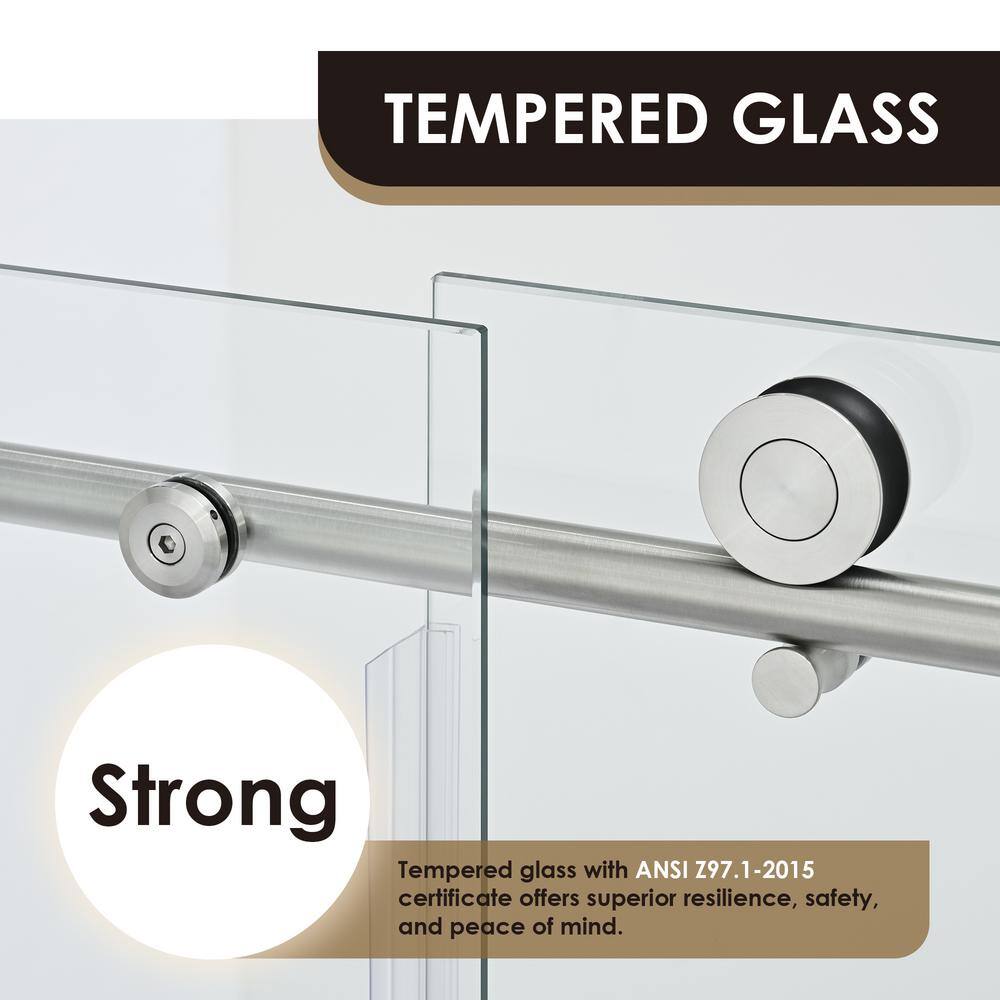 Lazaro 60" Brushed Nickel Frameless Sliding Tub Door with Clear Glass