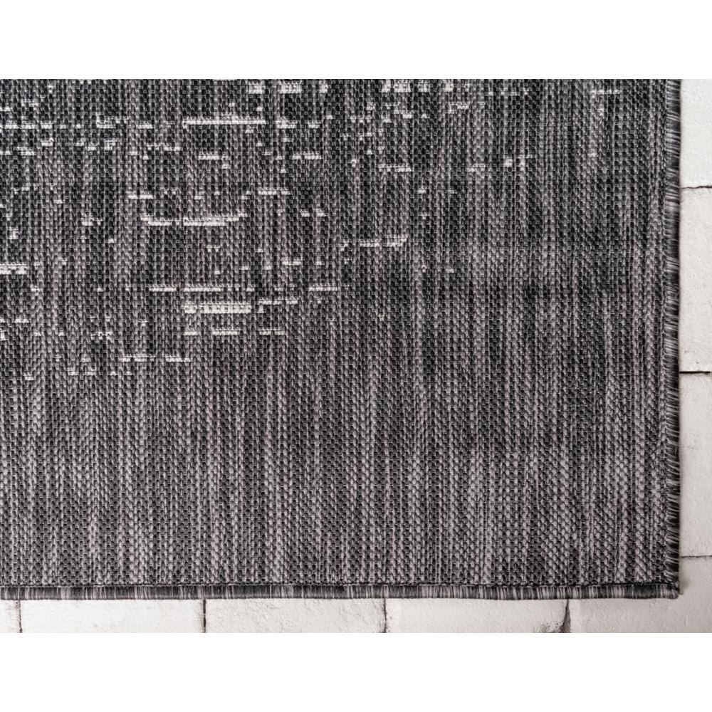 Charcoal Gray Abstract Synthetic 9' x 12' Washable Outdoor Rug