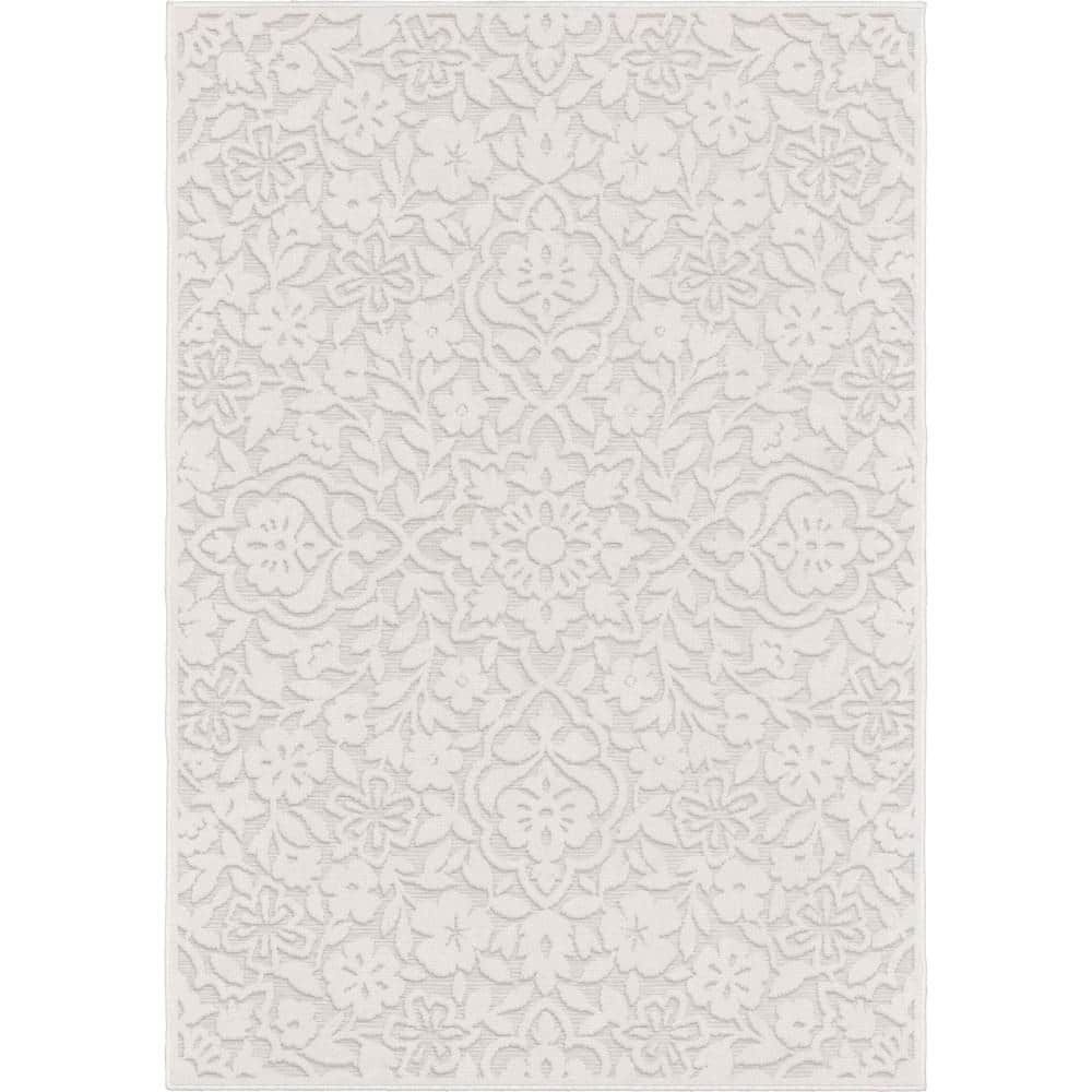 Outdoor Area Rug for Patio,Fall Watercolor Retro Floral White Camping Rugs  Indoor Large Floor Mat 5x8ft,Pastoral Vintage Flower Seamless Outside