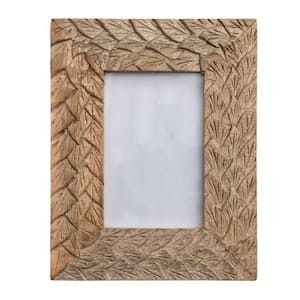 4 in. x 6 in. Natural Hand-Carved Wood Picture Frame
