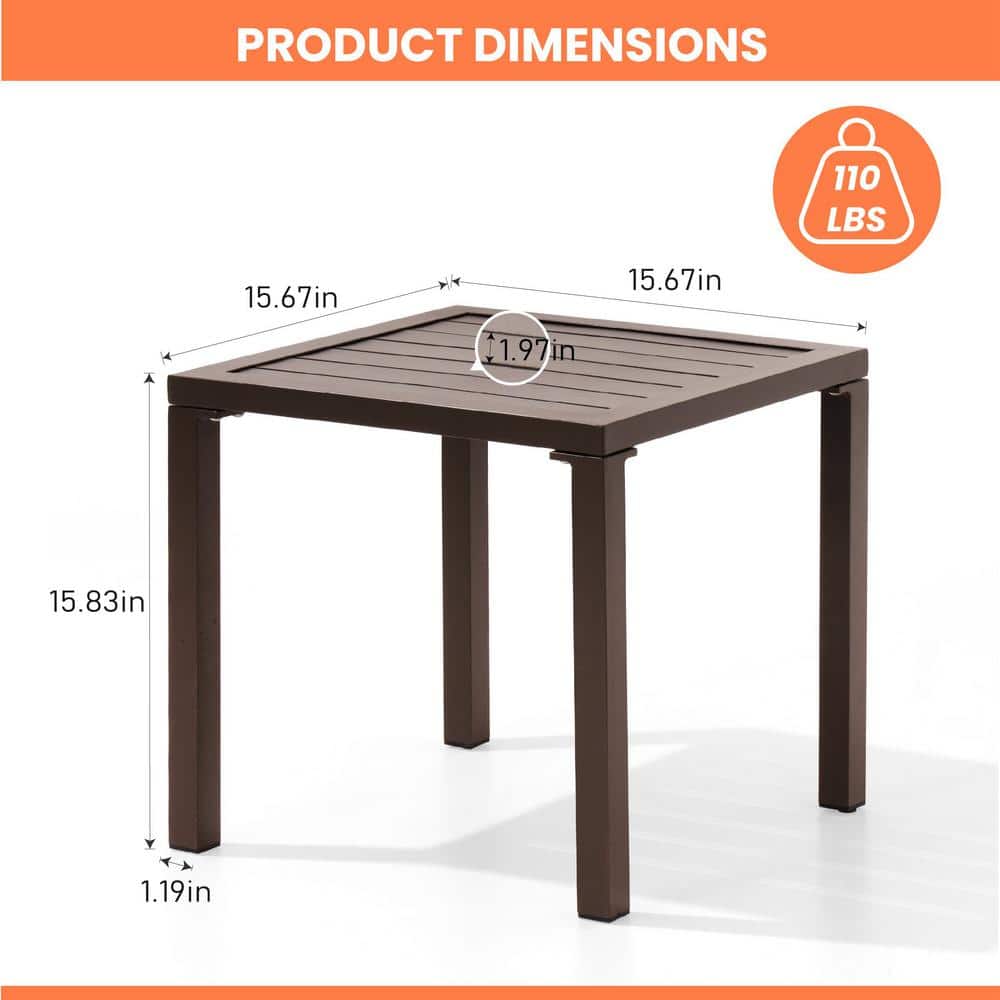 Pellebant Brown Aluminum Outdoor Square Side Table