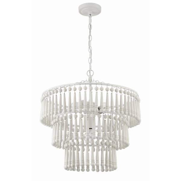 Crystorama Tiana 3-Light Matte White Tiered Pendant Light TIA-7103