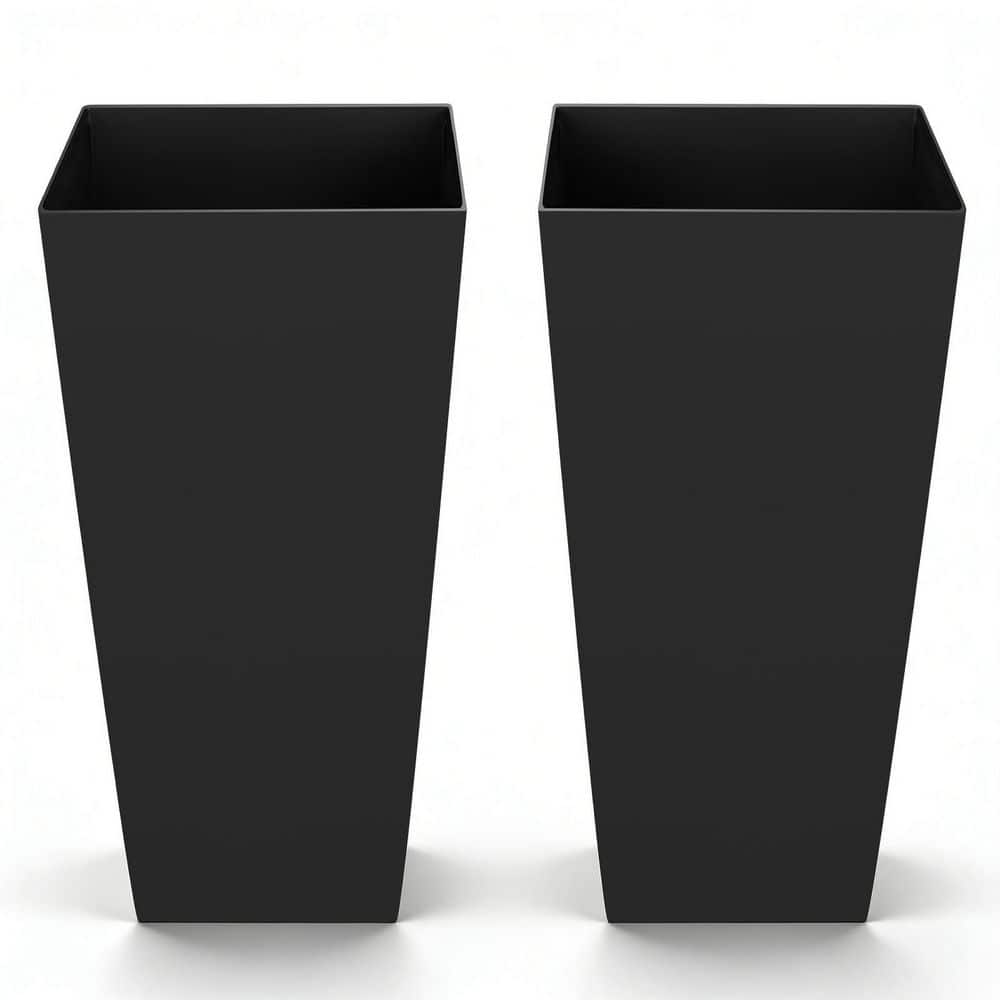 Tall Planters Black Indoor/Outdoor Plastic Tapered Planter with Inner Pot, Casters, (12.8 in. W x 26.18 in. H), 2-Pack price history on PriceWatchPro