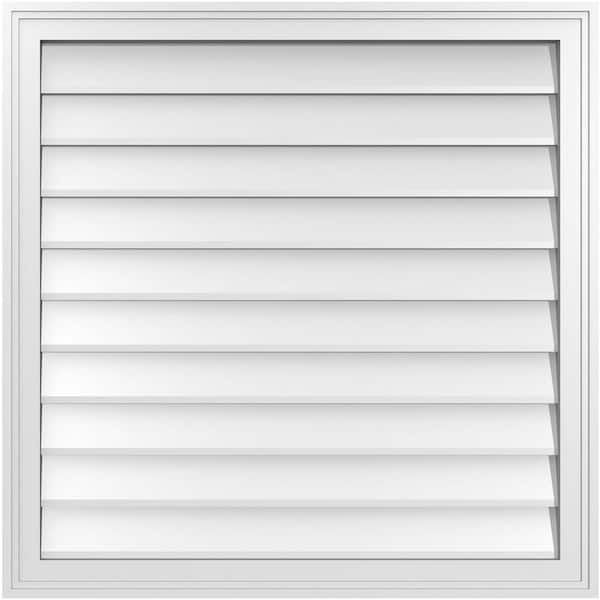 Ekena Millwork 32" x 32" Vertical Surface Mount PVC Gable Vent: Non-Functional with Brickmould Frame