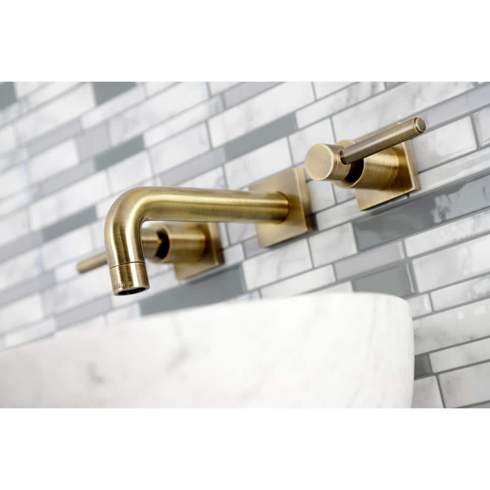 Concord Matte Black and Brass Modern Wall Mount Bathroom Faucet