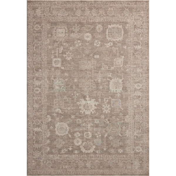 Chris Love Julia Louisa Taupe / Ivory 9 ft. 6 in. x 9 ft. 6 in. Round Traditional Area Rug