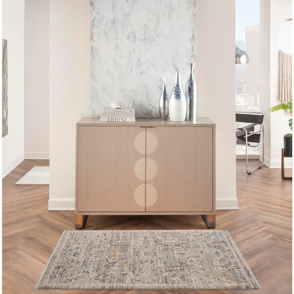 Lynx Ivory Taupe 3 ft. x 5 ft. All-over design Transitional Area Rug