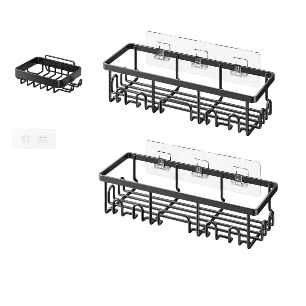 3 Pack Stainless Steel Shower Caddy Basket Rack with Hooks in Black price history on PriceWatchPro