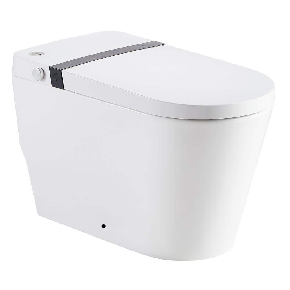 12 in. 1.28 GPF Vortex Siphonic Round-Shaped Smart Toilet in White Seat Inc