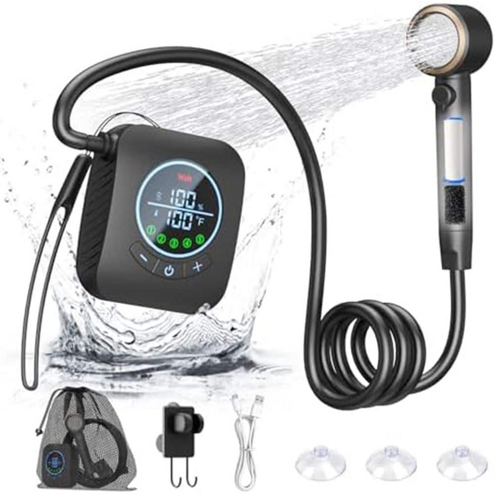 Portable Outdoor Shower Pump 6.0L/min Adjustable Water Pressure LED Display Filtration for Camping Hiking Pool Accessory price history on PriceWatchPro