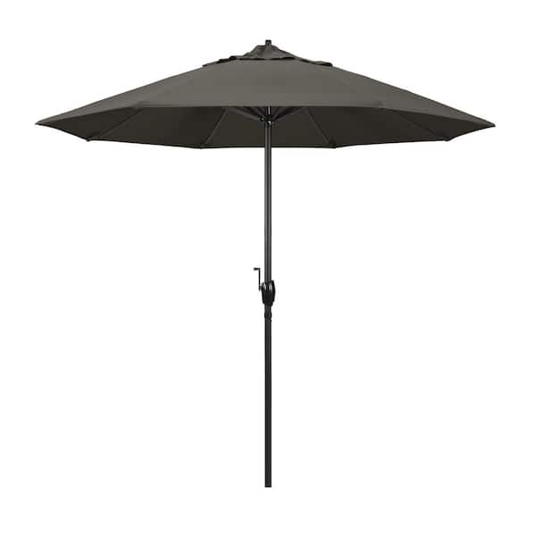 California Umbrella 9 ft. Black Aluminum Market Patio Umbrella Auto Tilt in Zinc Pacifica Premium