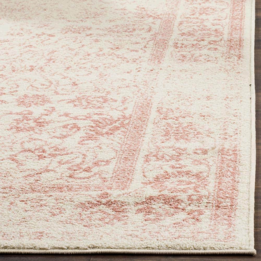 Oversized Ivory and Rose Synthetic Area Rug, 11' x 15'