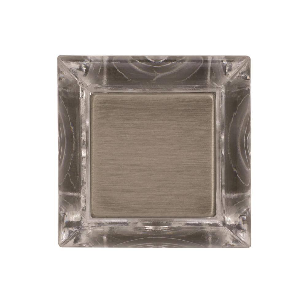 Clear Acrylic and Antique Silver Square Cabinet Knob
