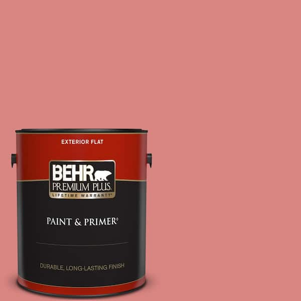 BEHR PREMIUM PLUS 1 gal. #M160-5 Pink Damask Flat Exterior Paint & Primer