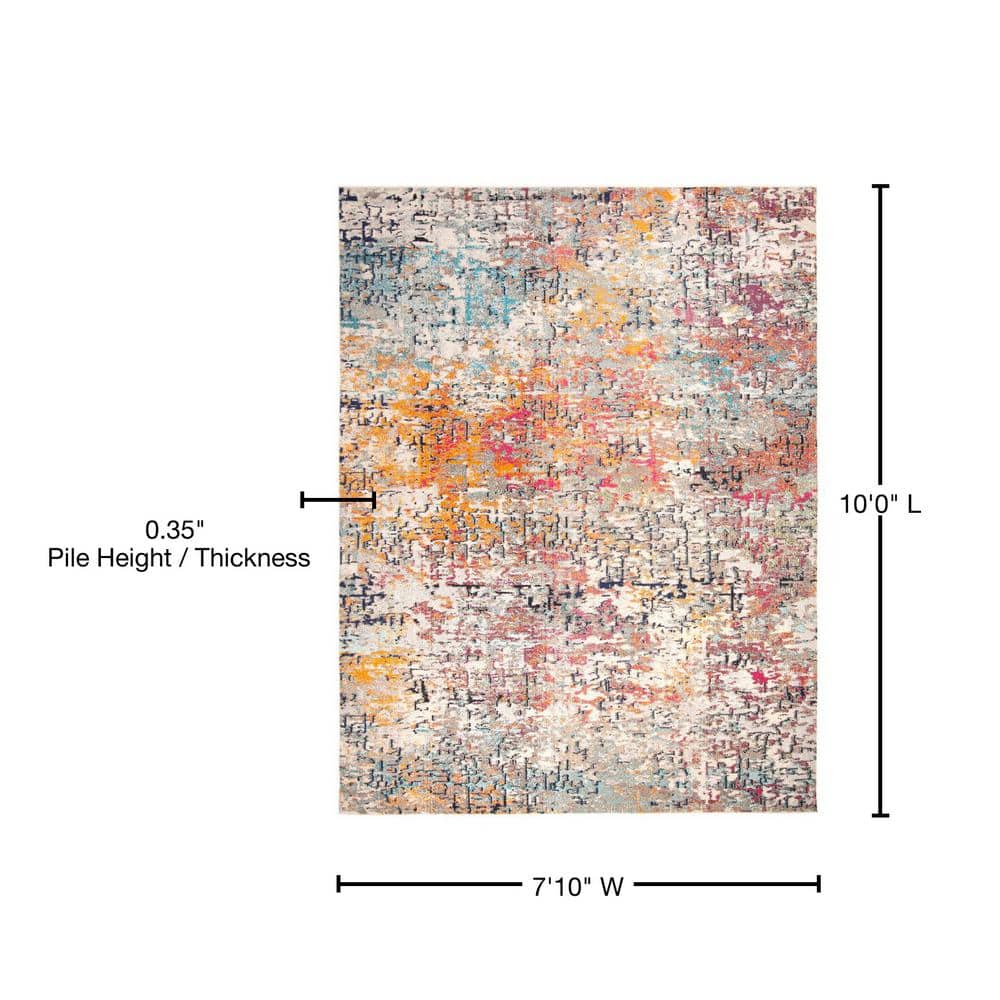 Chic Metro-Mod Grey and Pink Hand-Knotted 8' x 10' Area Rug